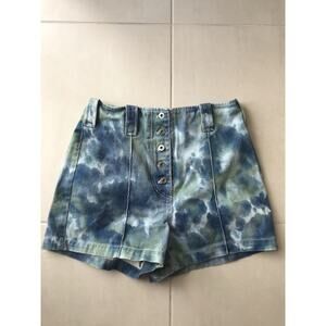 3.1 Phillip Lim Denim Shorts High Waist Tie Dye